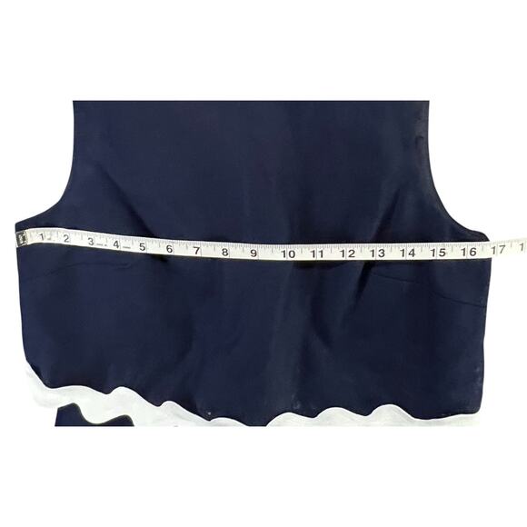 J Crew Sheath Dress Size 8 Blue White Rickrack Trim Linen Blend Classic Preppy - Picture 6 of 13